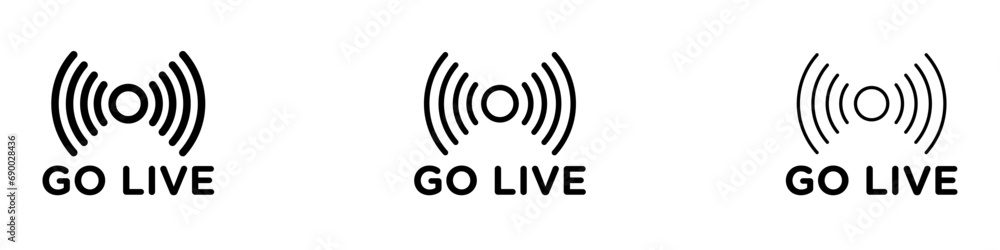 Go live vector icon set. Go live live stream for UI designs. - obrazy, fototapety, plakaty 
