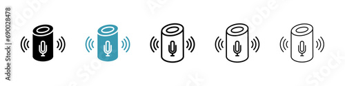 Smart speaker vector icon set. Smart speaker wireless digital voice assistant for UI designs. photo