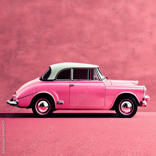 Pinky Conceptual Car Isolated on Pink Background Portrait Illustration