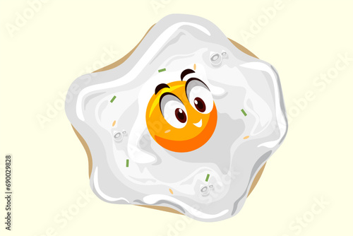 Cute Fried Egg Character Design Illustration