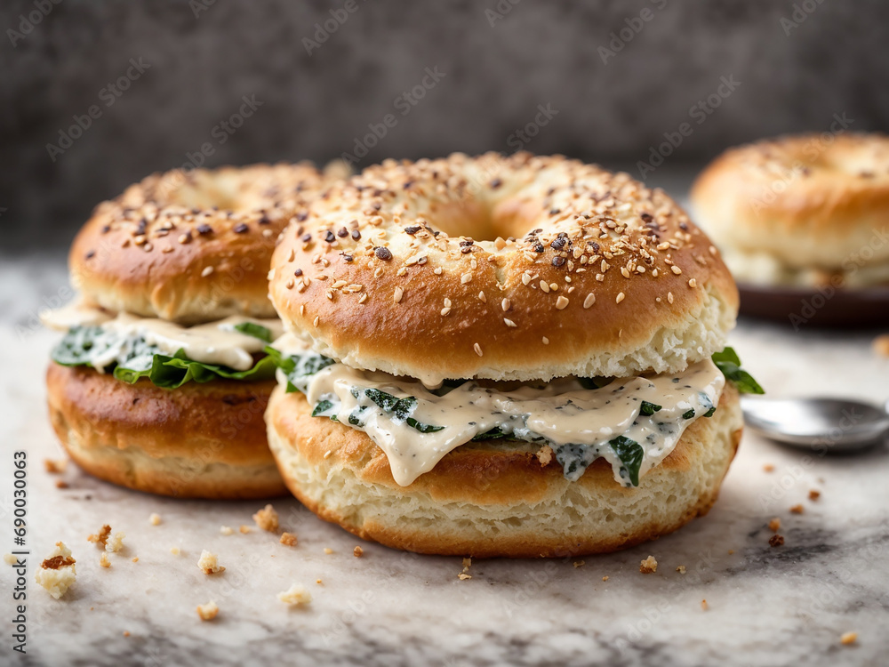 Toasted Bagel with Cream Cheese at your Desk Toasted Bagel with Cream Cheese at your Desk