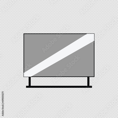 4K TV flat screen lcd or oled, plasma, realistic illustration, White blank monitor mockup. wide flatscreen monitor hanging on the wall