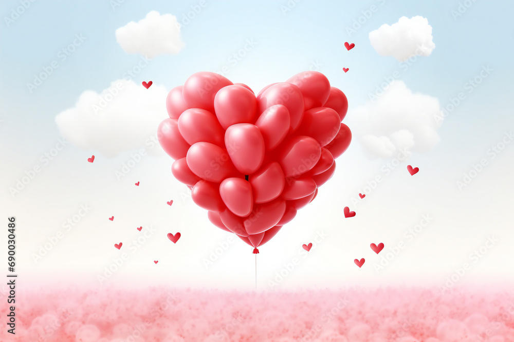 heart shaped balloons in sky balloons in the sky background
