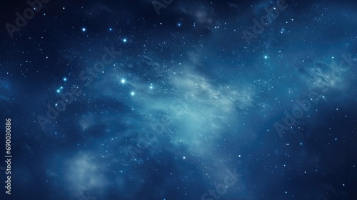 Blue nebula background with stars. Generative AI.