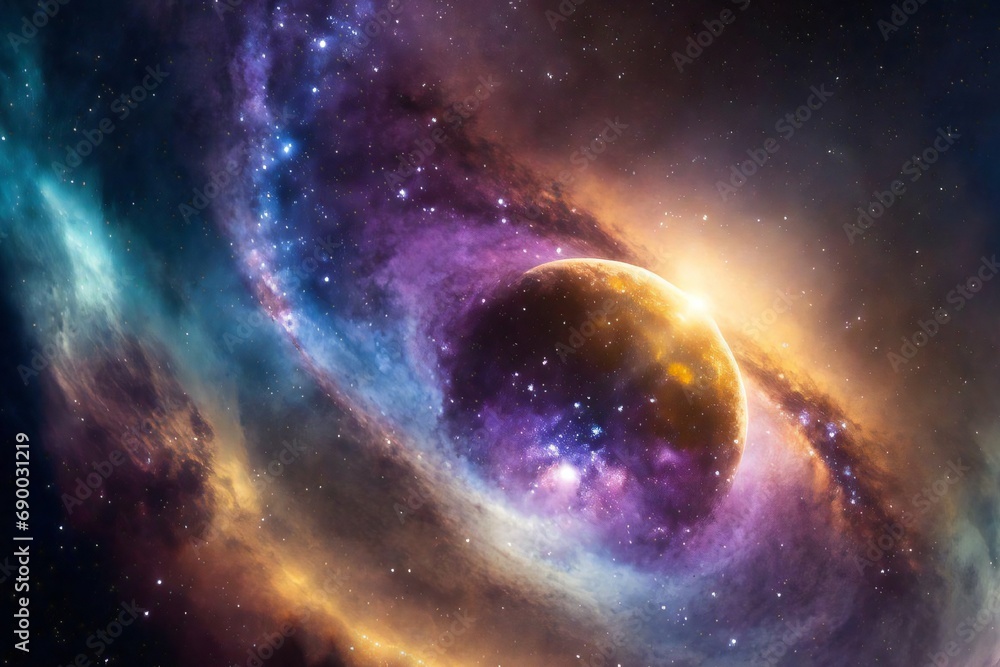 Naklejka premium 銀河の惑星