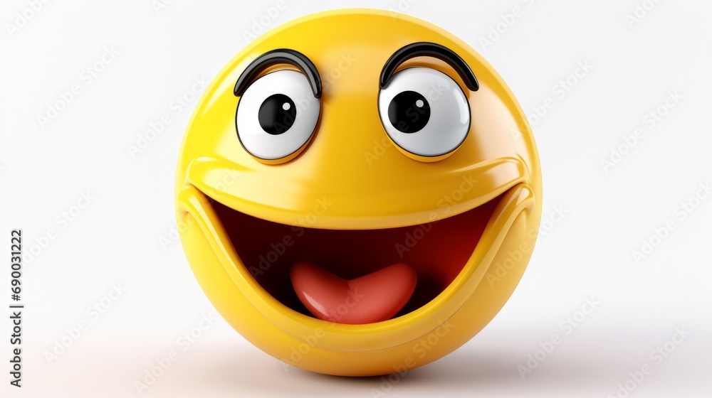 Smiling Face Emoji. A yellow face with a modest smile. A classic smiley icon. - obrazy, fototapety, plakaty 