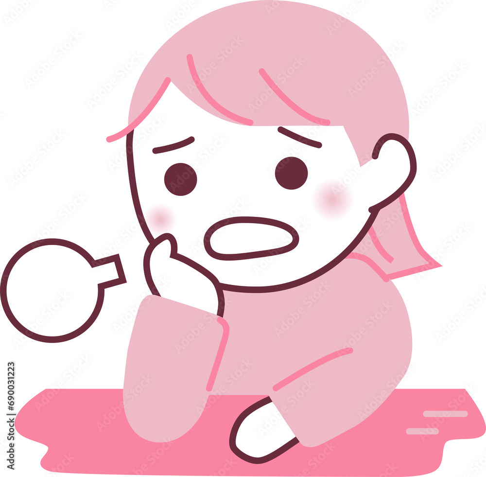 Fototapeta premium ため息をついて困っている人のイラスト