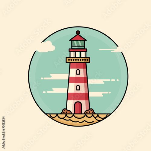 Lighthouse on the island Illustration