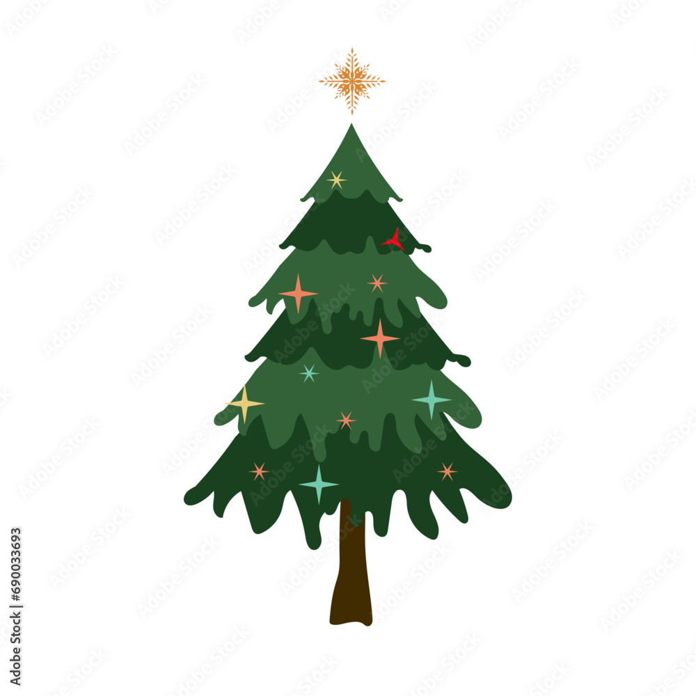 A Christmas tree in different styles. Green Christmas Trees vector illustration on white background A Christmas tree in different styles. Green Christmas Trees vector illustration on white background