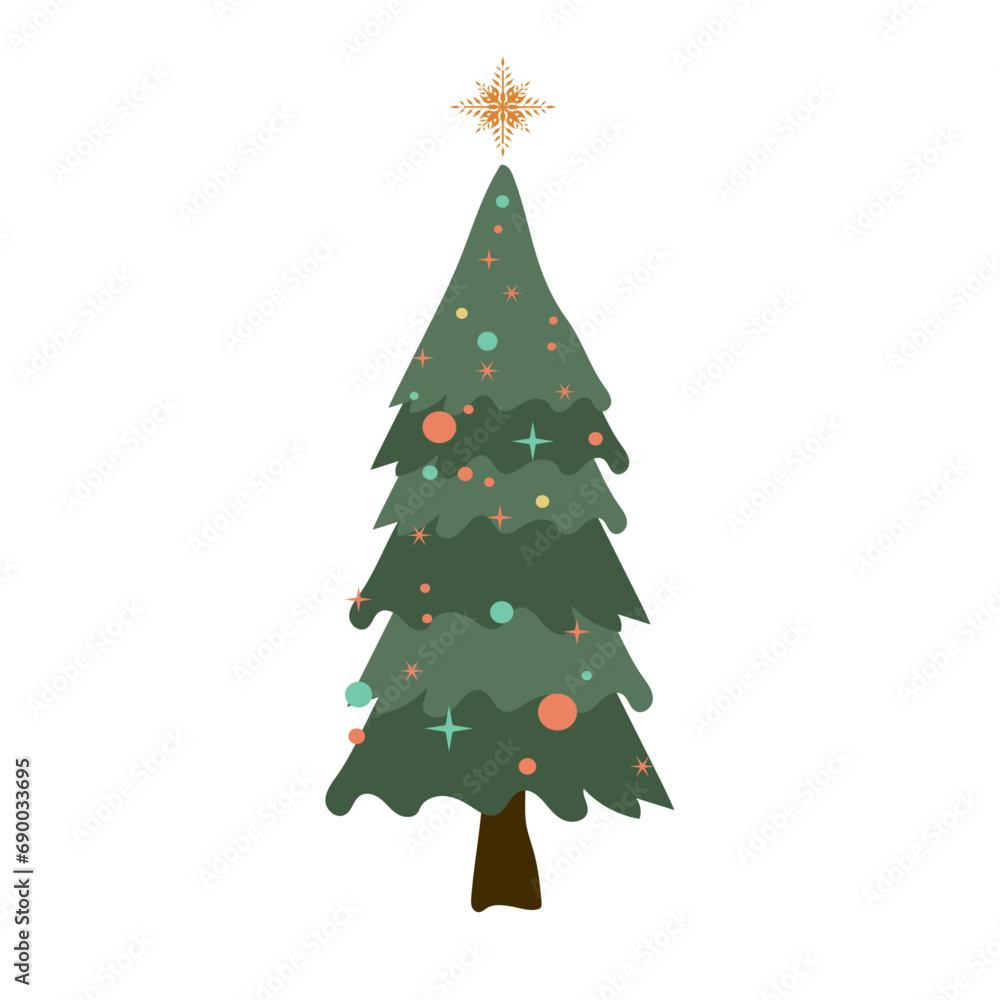 A Christmas tree in different styles. Green Christmas Trees vector, illustration A Christmas tree in different styles. Green Christmas Trees vector, illustration