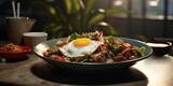 stir fried with meat, fried egg and vegetables, generative AI