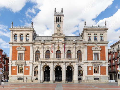 Fototapeta Naklejka Na Ścianę i Meble -  Valladolid, Spain - October 13, 2023: Views of the different buildings surrounding the Main Square in the historic city center of Valladolid, Spain
