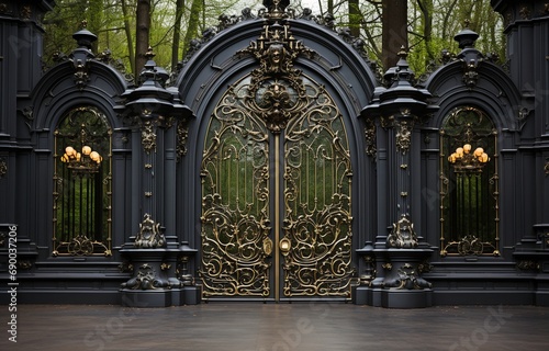 a massive gate made from iron. © tongpatong
