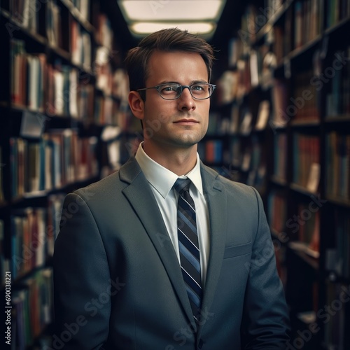 Businessman in the library
