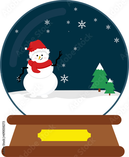 Christmas Snowglobe With Snowman Illustration