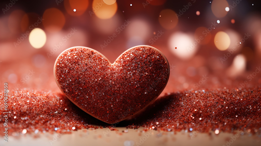 Sprinkled Shining Sand Pink Heart For Love With Glowing Background Happy Valentines Day_AI Sprinkled Shining Sand Pink Heart For Love With Glowing Background Happy Valentines Day_AI