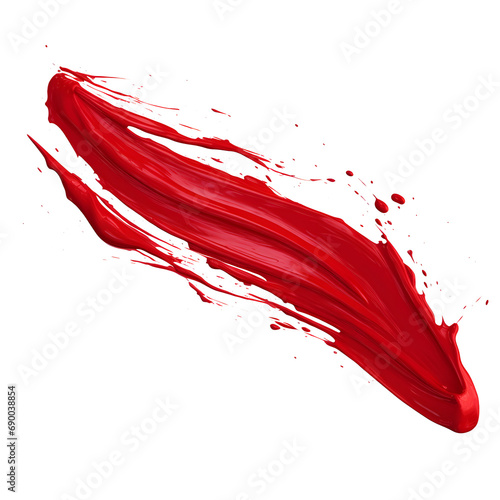 red paint brushstroke isolated on transparent background - Design element PNG cutout