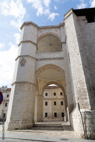 Valladolid, Spain - October 13, 2023: different views of the historic buildings of the city center of Valladolid, Spain