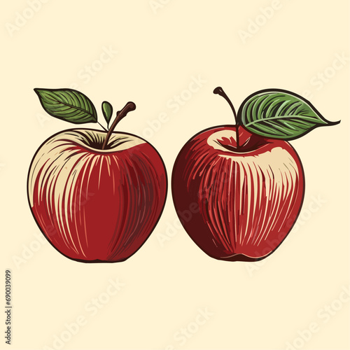 Vintage and retro red apples