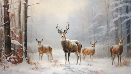 Vintage Winter Wildlife Frame Tv Art © michael