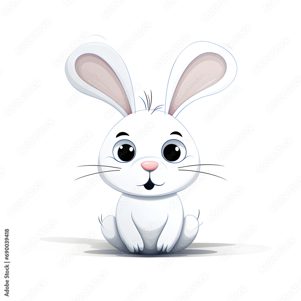 funny simple illustration of rabbit character isolated on white background funny simple illustration of rabbit character isolated on white background