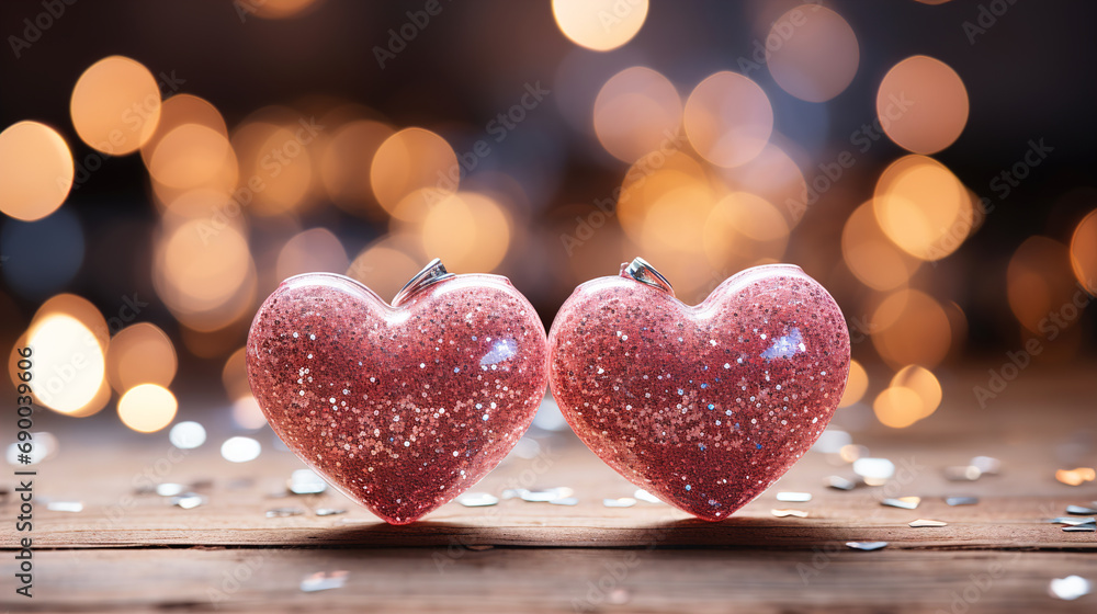 Sprinkled Shining Sand Pink Heart For Love With Glowing Background Happy Valentines Day_AI Sprinkled Shining Sand Pink Heart For Love With Glowing Background Happy Valentines Day_AI
