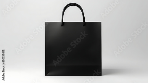 Black Cardboard Bag with handle rope, Isolated on white background. Generative Ai
