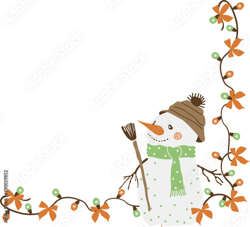 Cute snowman with garland