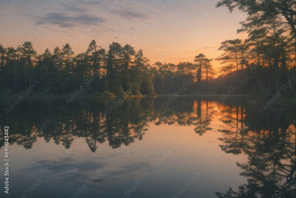 Fototapeta premium sunrise over the lake