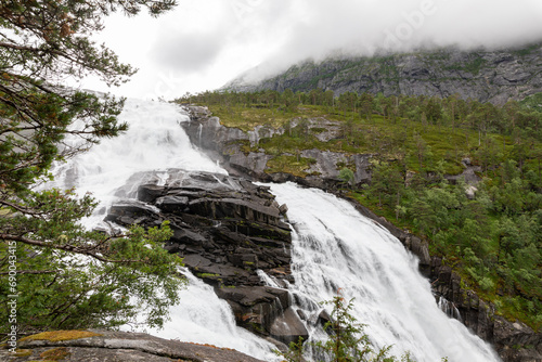 Hiking path to the waterfalls in Kinsarvik  norway