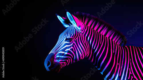 Beautiful Illustration of Cute Zebra on Black background