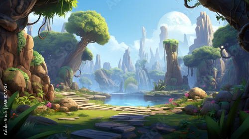 3d game environment background concept