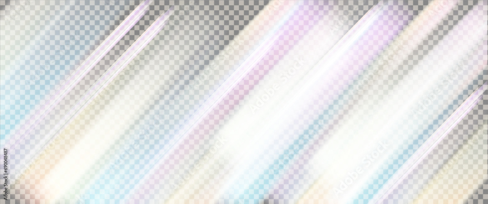 Abstract Light Leaks and Lens Flare Overlays on Transparent Background for Graphic Design. Rainbow light prism effect, transparent background. Vector illustration