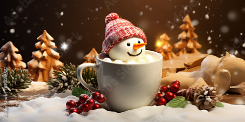 A snowman  in the  mug  photo