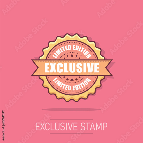 Exclusive grunge rubber stamp. Vector illustration on white background. Business concept exclusive limited edition stamp pictogram.
