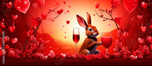 Rabbit with juice  and Hearts photo