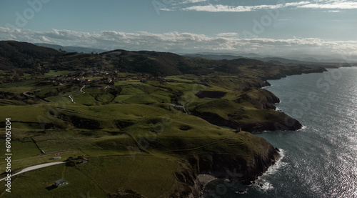 Drone views of green cliffs