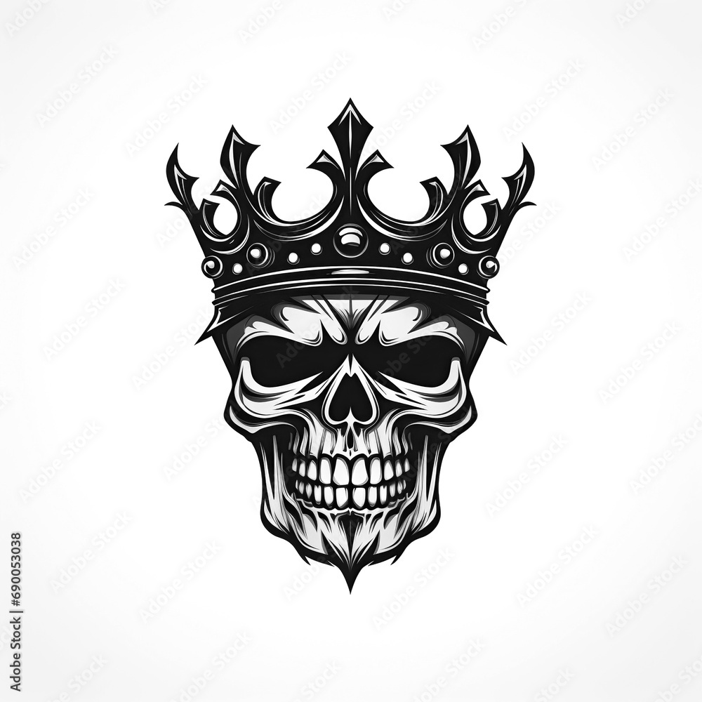 minimalistic logo emblem symbol with black skull king in a crown on a white isolated background minimalistic logo emblem symbol with black skull king in a crown on a white isolated background