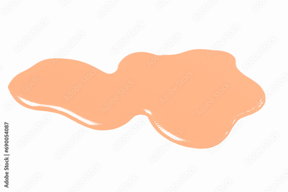 Smear of paint trending color of the year 2024 Peach Fuzz on white background.