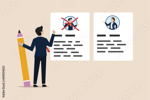 Reducing the number of employees, firing employees or workers, losing jobs due to economic recession, firing or selecting redundant staff concept, HR employers selecting redundancy employees.