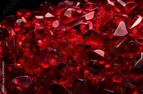 Red shimmering transparent crystal surface. Ruby glossy stone mineral brilliant gems. Generate ai