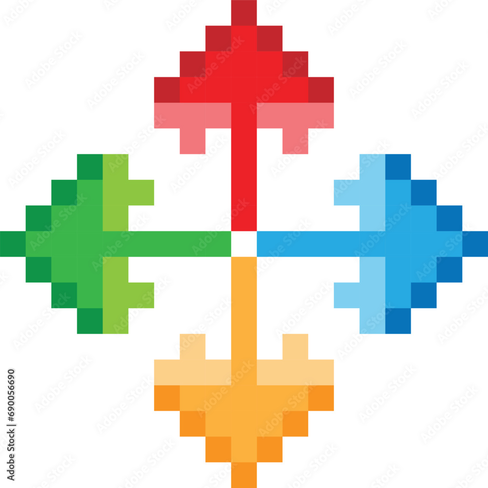 Fototapeta premium Arrows in all directions vector image pixel