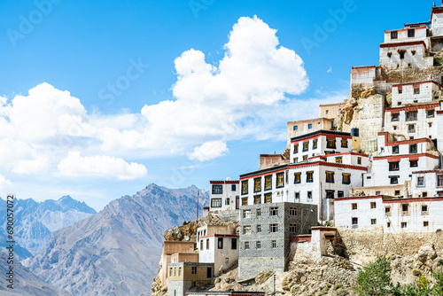views of kee monastery in spiti valley, india photo