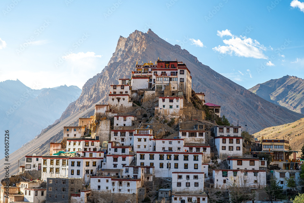 views of kee monastery in spiti valley, india