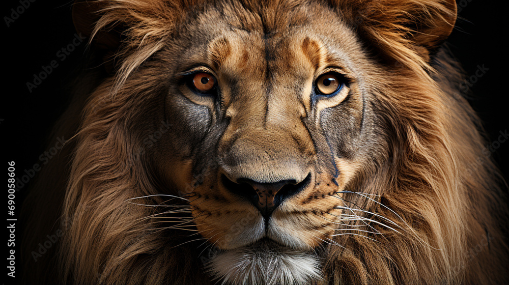 Lion king isolated on black. generative ai