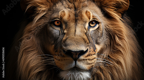 Lion king isolated on black. generative ai