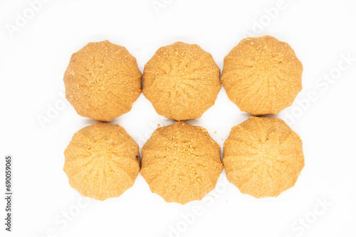 Group of Biscuits, nutrition snack, dessert or breakfast food isolated on white background