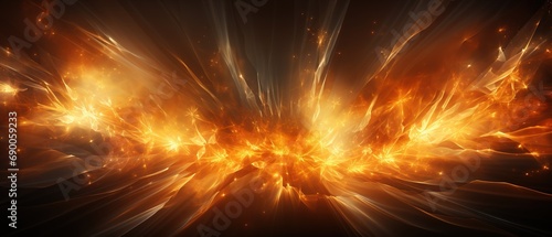 Abstract background in gold with glowing particle. Golden explosion. Wallpaper design.