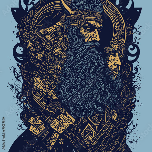 2d vector illustration colorful head animal Tribal Spirit Line Art 
