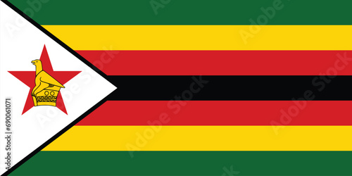 Flag Of Zimbabwe, Zimbabwe flag vector  illustration, National flag of Zimbabwe, Zimbabwe flag. photo